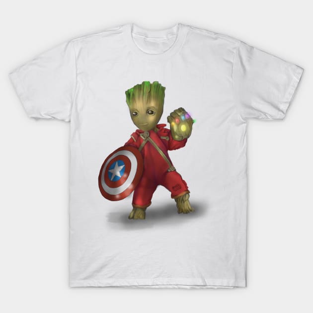 Babygroot with Infinty gauntlet T-Shirt by dbcreations25